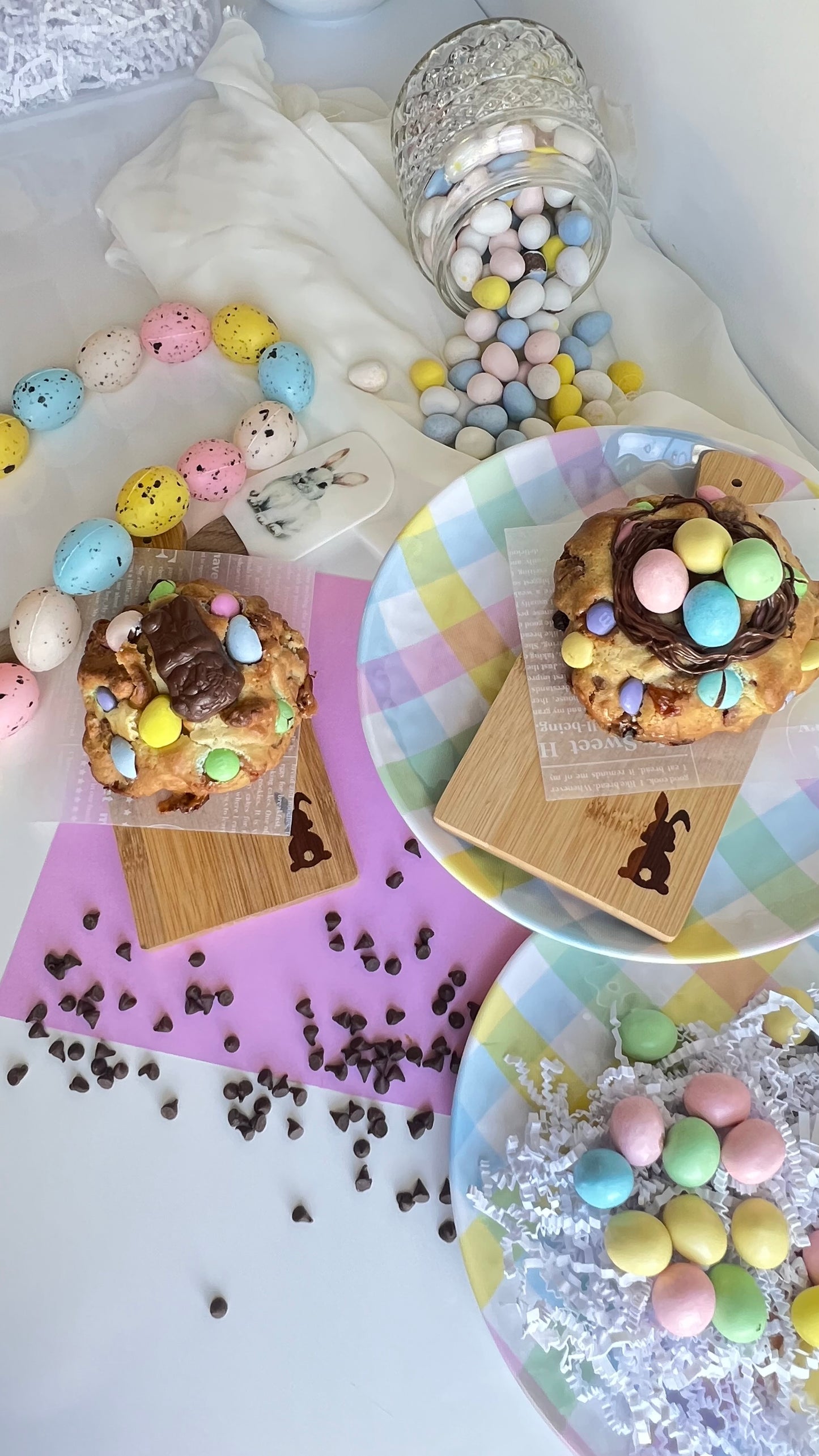 Easter eggs chocolate chip cookie