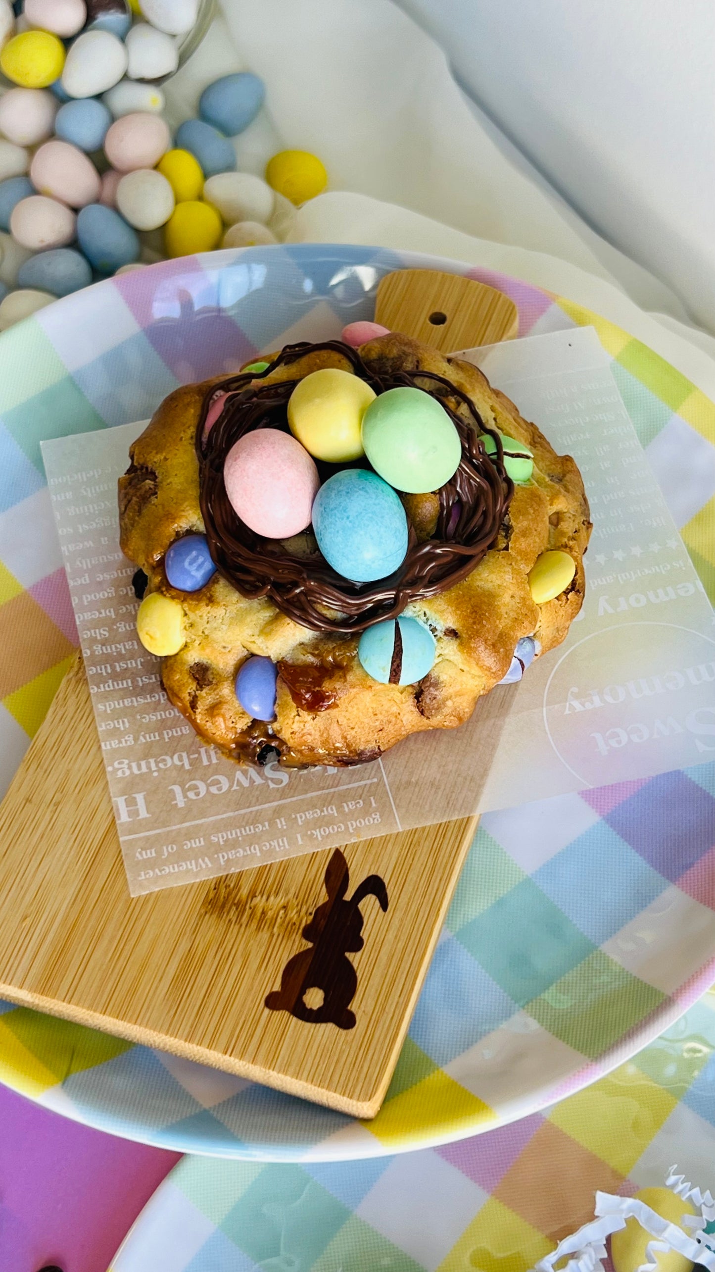 Easter eggs chocolate chip cookie